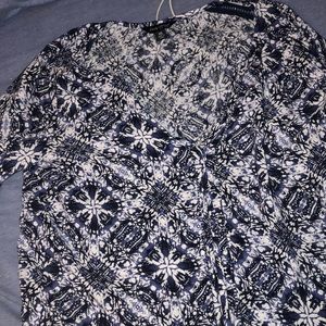 Blue tie dye fancy silky lucky brand long sleeve
